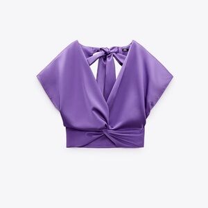 Zara Purple Satin Crop Top